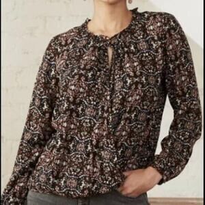 Knox Rose Surplice Geometric Print Keyhole Neck Blouse Size Medium Hipster